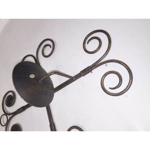 Pretty METAL swirled CROSS Pillar CANDLE Holder Sconce gold accent - Picture 4 of 10